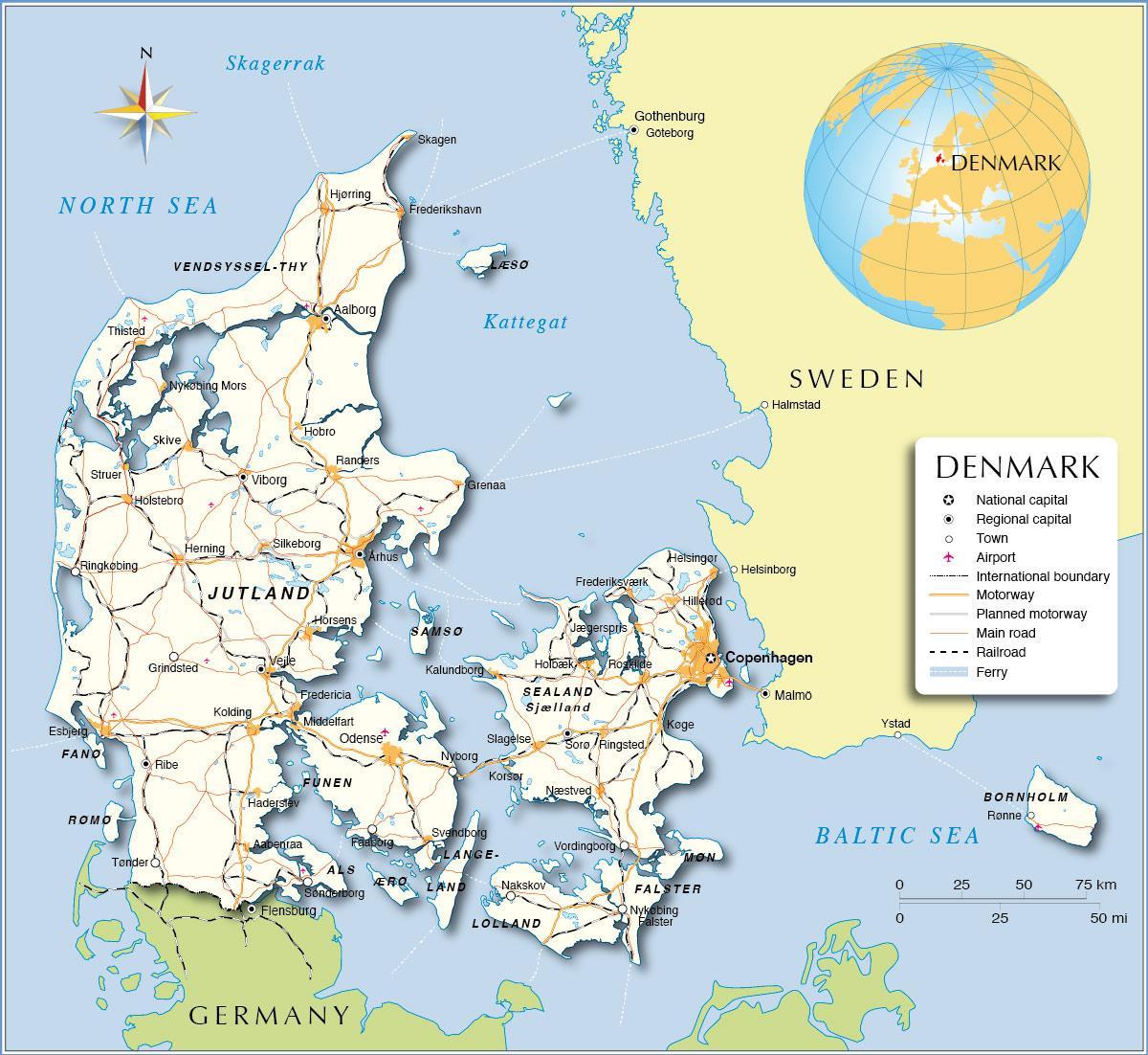 خريطة على الدنمارك