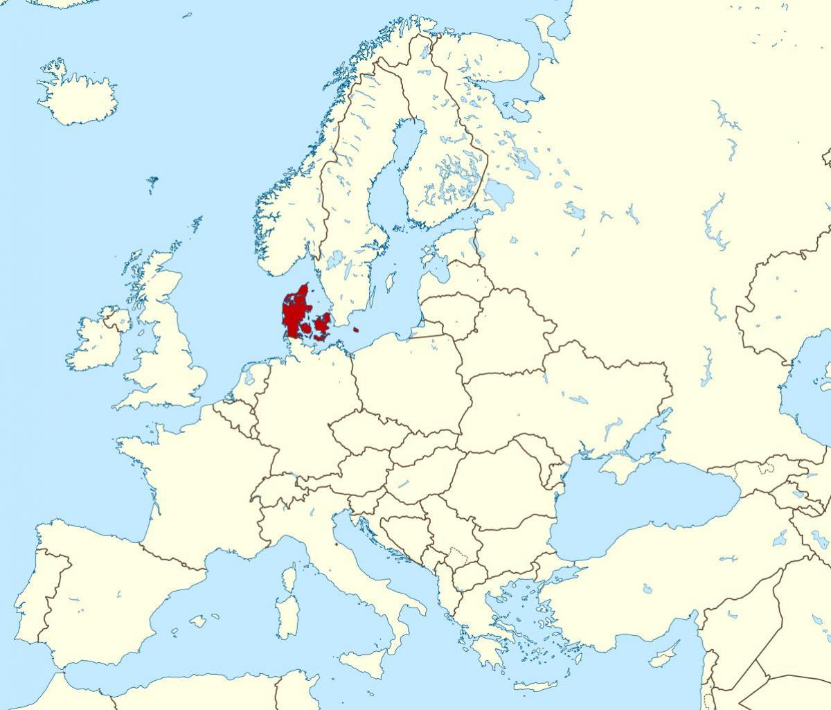 خريطة العالم تظهر الدنمارك