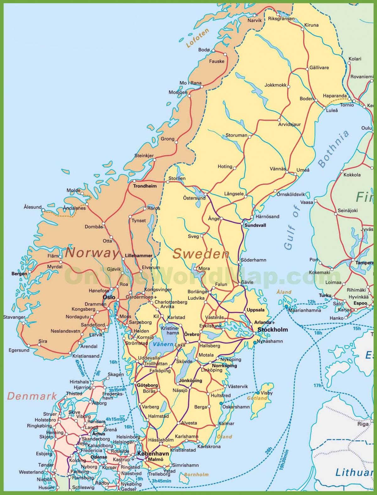 خريطة الدنمارك والنرويج
