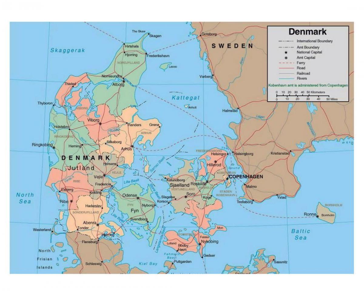 خريطة مفصلة من الدنمارك